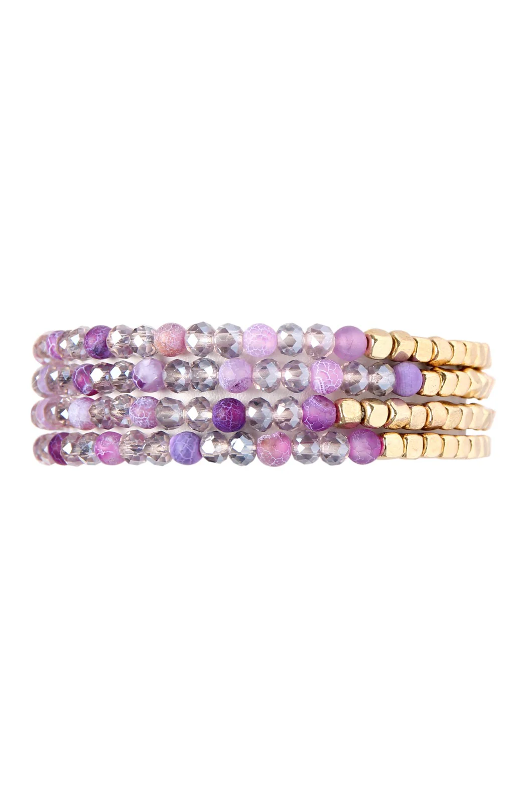 Brass Stone Glass Four Set Beads Bracelet - Image 3