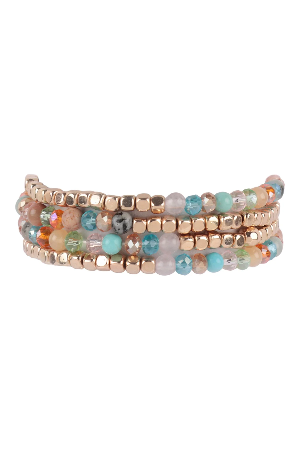 Brass Stone Glass Four Set Beads Bracelet - Image 5