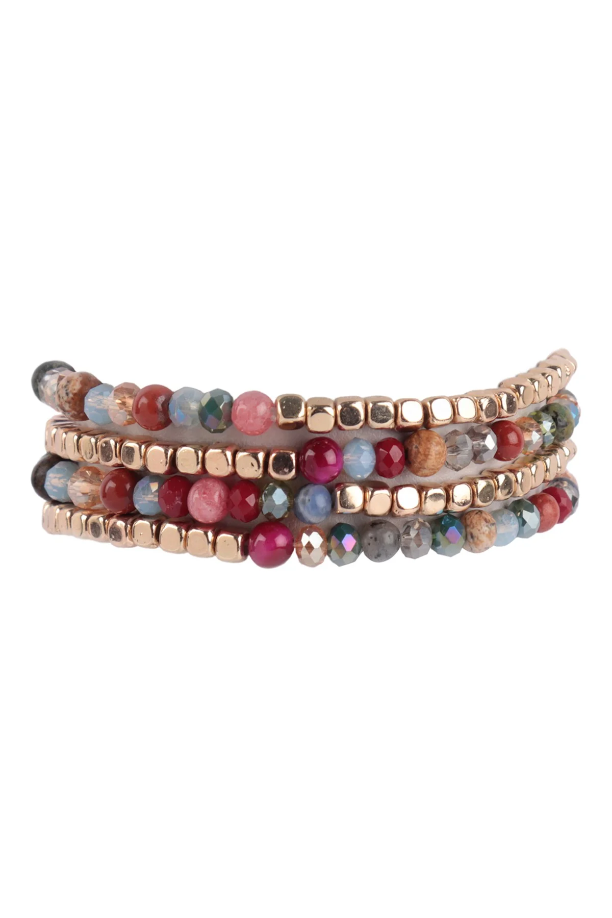Brass Stone Glass Four Set Beads Bracelet - Image 6