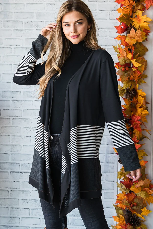 Heimish Long Sleeve Color Block Open Cardigan - Image 3