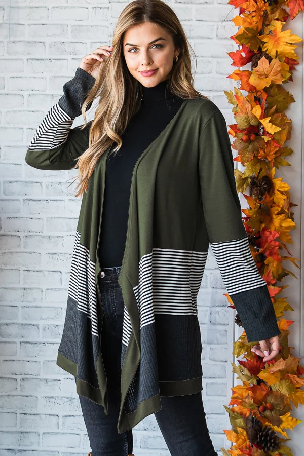 Heimish Long Sleeve Color Block Open Cardigan - Image 4