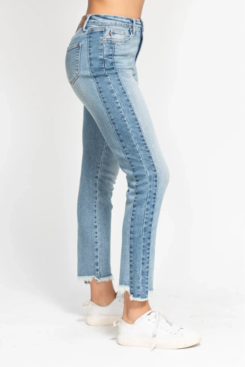 Judy Blue HW Vintage Side Panel Detail Hi Low Fray Hem - Image 3