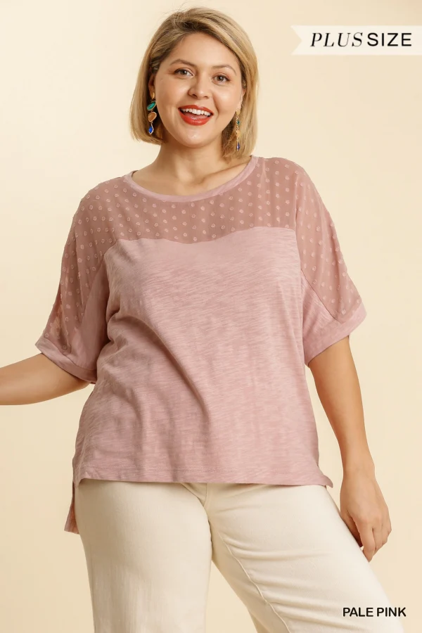 Umgee Polka Dot Detail Round Neck Top - Image 3
