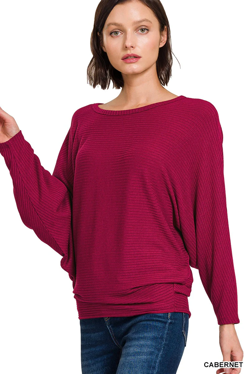 Zenana Ribbed batwing Sweater - Image 6