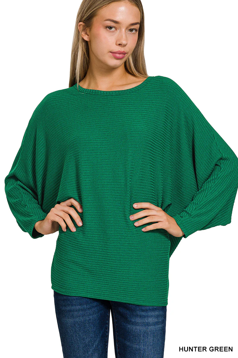 Zenana Ribbed Batwing Sweater (Plus Size) - Image 11