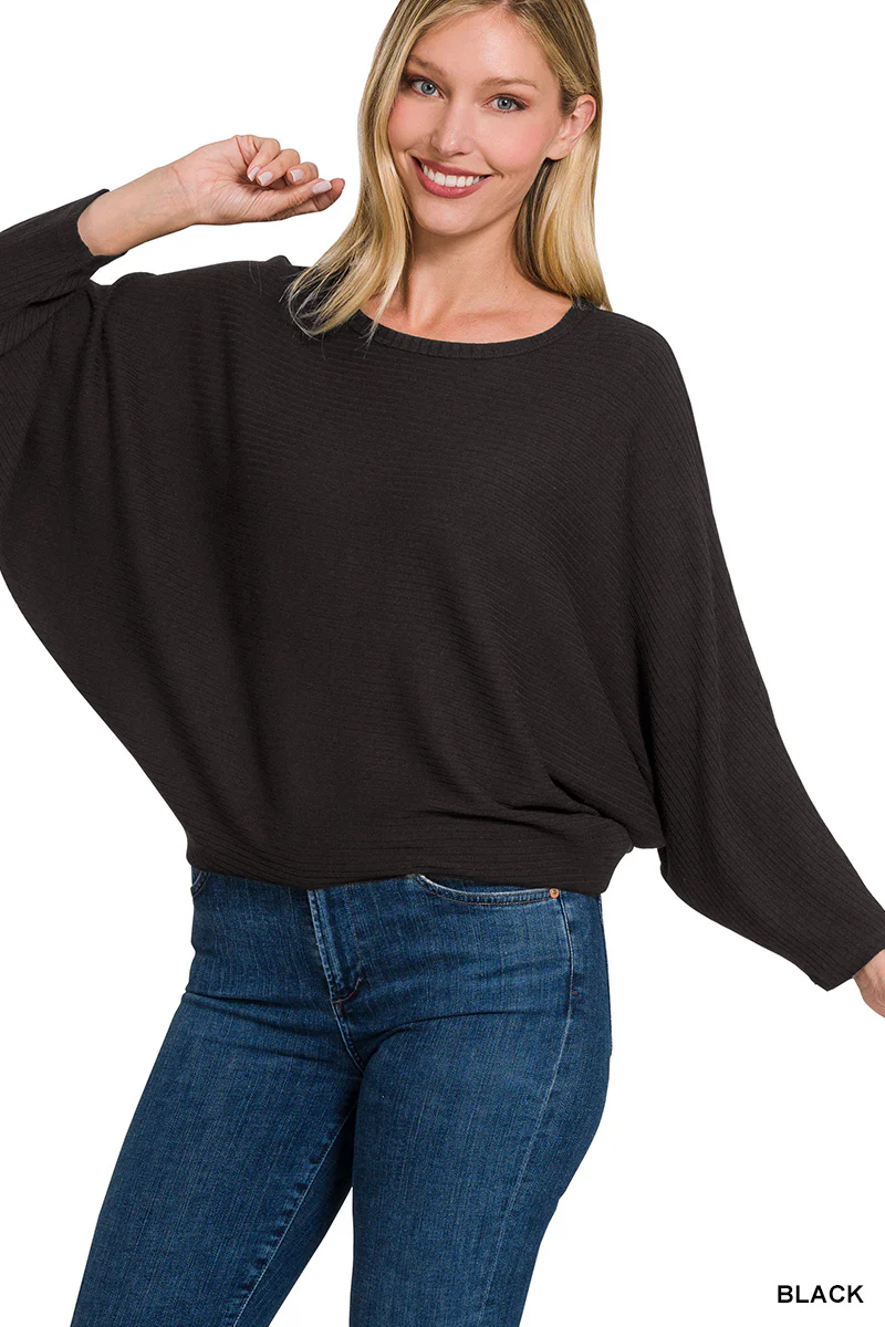 Zenana Ribbed Batwing Sweater (Plus Size) - Image 5